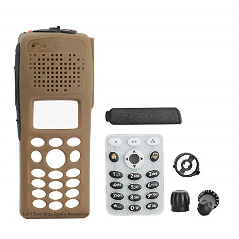 Brown Walkie-Talkie Repair Kit Front Case Replacement Housing Cover for XTS2500 Model 3 Full Keypad Two-way Radio