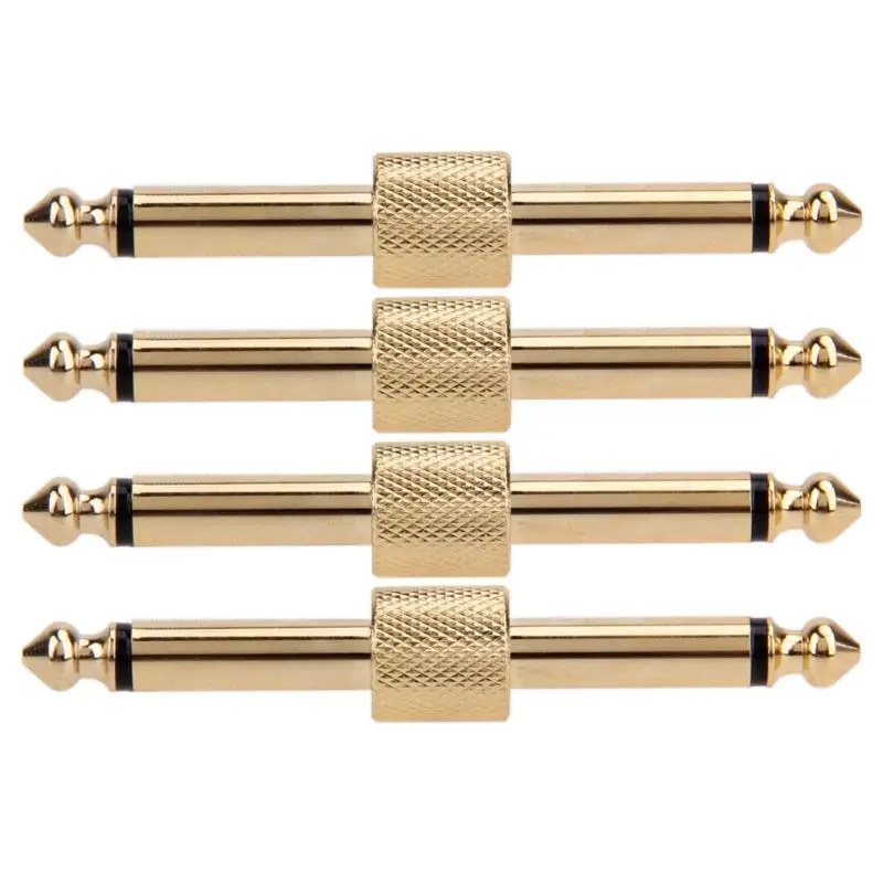 

4 Pcs Guitar Effect Pedals Convert Instrument Connector Adapter Connector Metal Solder Plug Patch Audio Adaptors 6.35mm Jack