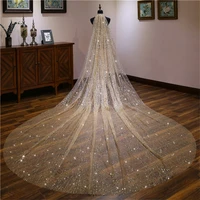 2022 new fashion luxury wedding veils for brides bling gold 3 meters sequins crystal big bridal veils wedding accessories