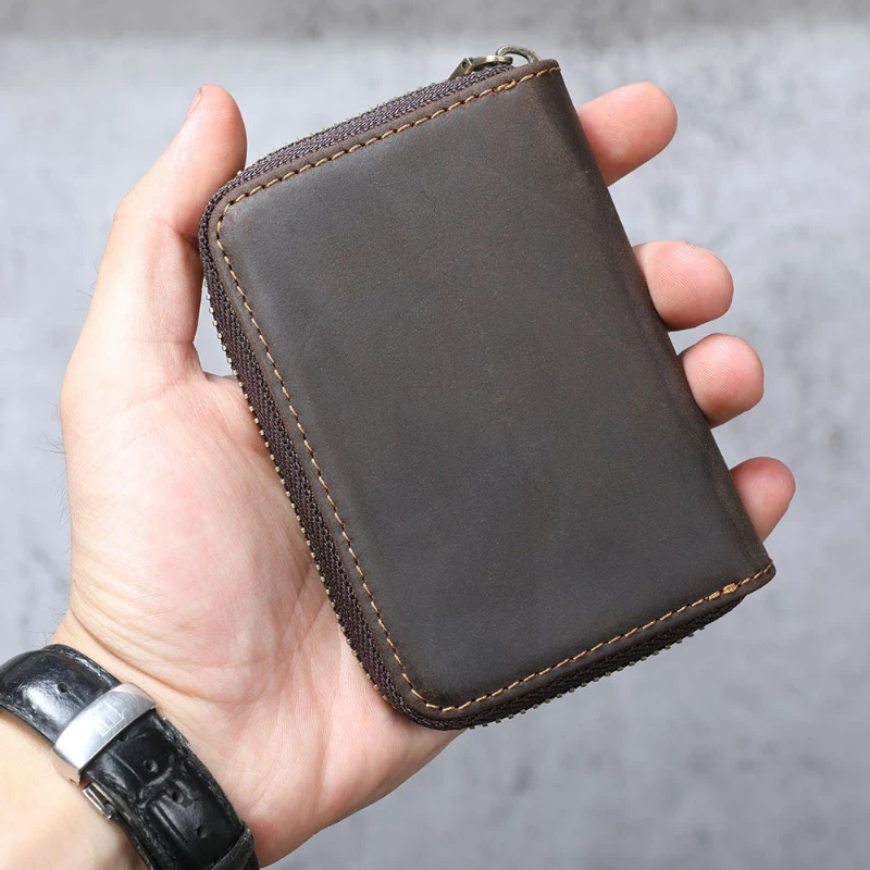 Crazy Horse Leather Organ Card Bag Head Layer Cowhide Multi-card Coin Purse Men and Women Leather Driver's License Card Bag