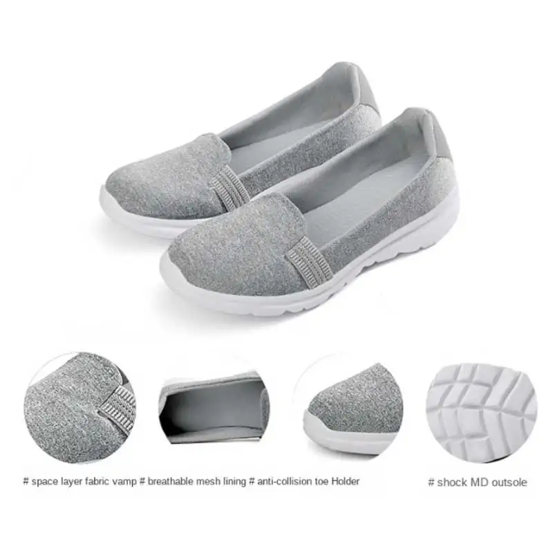 Summer Women Casual Shoes Summer Lightweight Flat Shoes Soft Sole Walking Elderly Sports Shoes Ladies Flexible Mother Walk Shoes