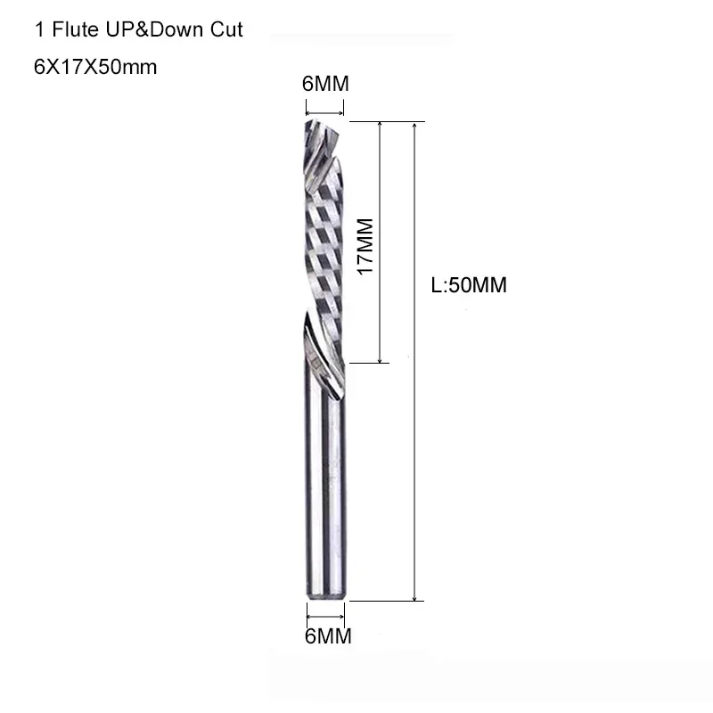 

1 шт. 3,175/4/6/8/10 мм 3A UP DOWN Составная однофлейтовая спиральная твердосплавная фреза, фрезы для компрессионной концевой фрезы по дереву