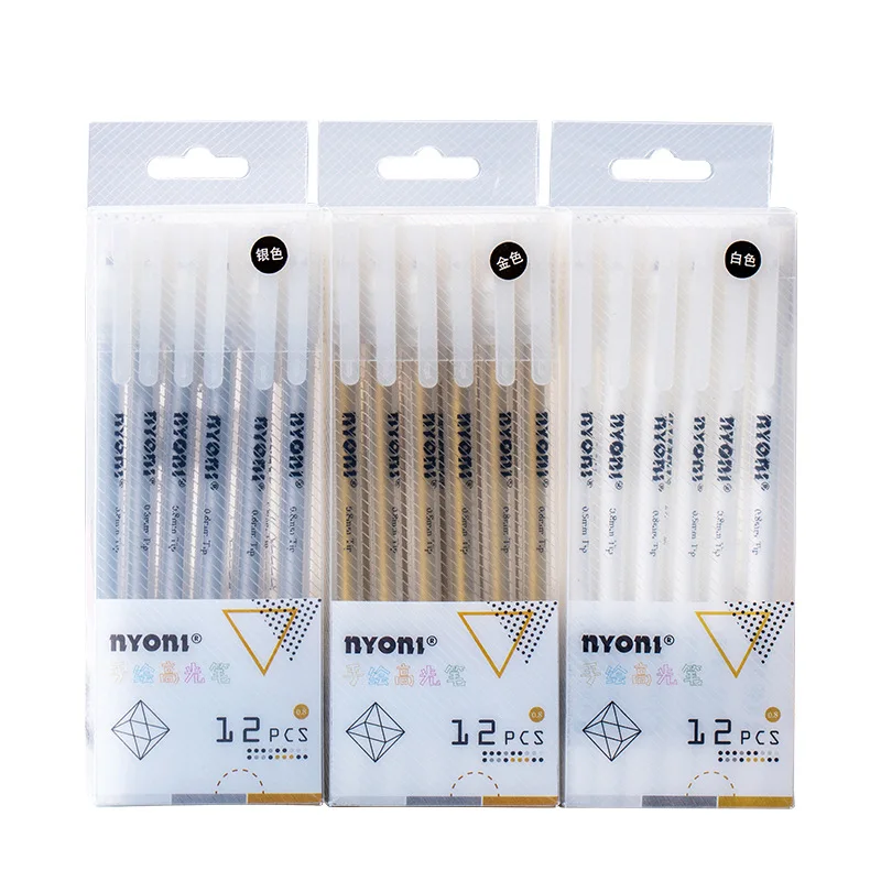 

Gold and silver white Inks pen art supplies students creative DIY hand account highlight painting hand-painted highlight pen