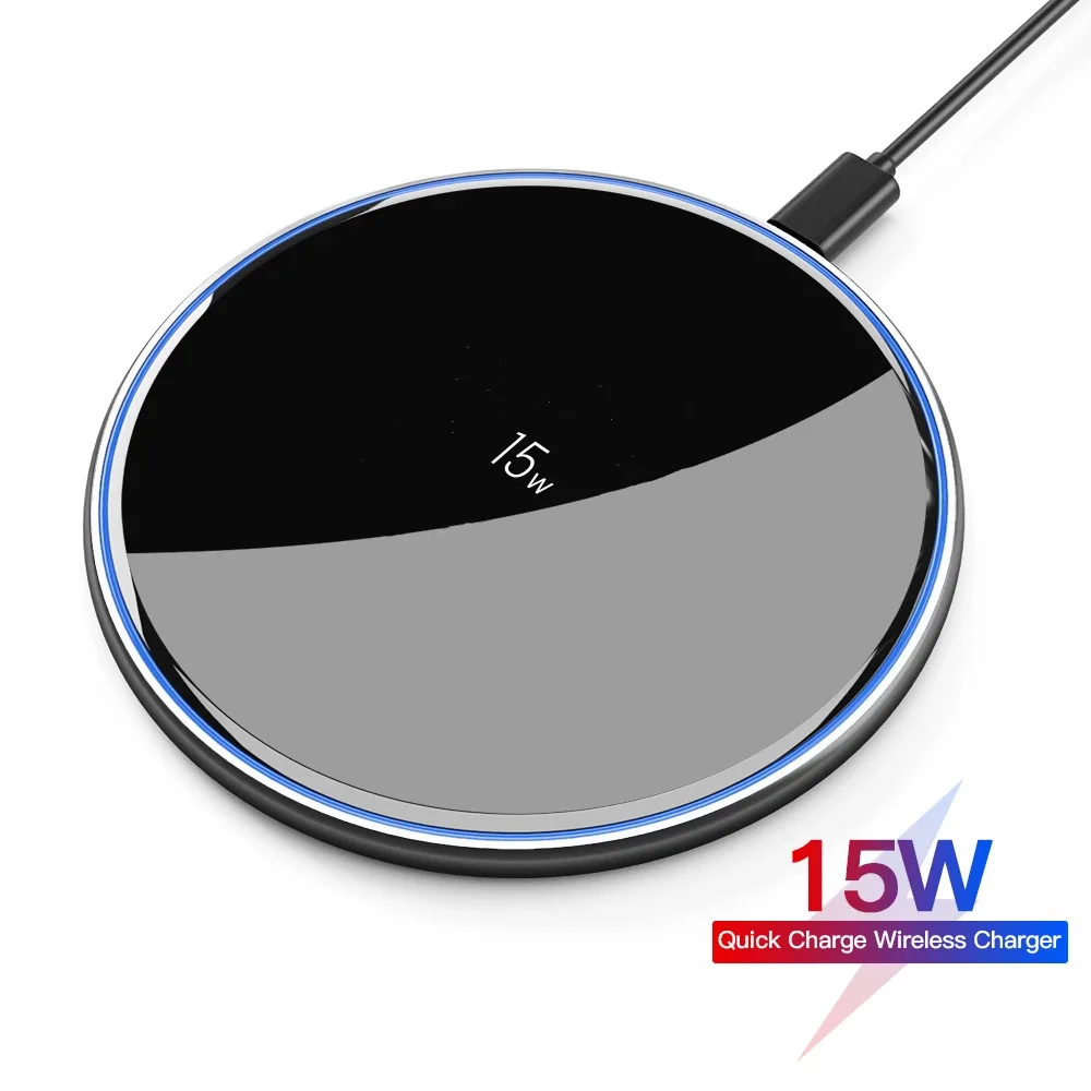 15W Fast Wireless Charger For iPhone 14 13 12 For Airpods Visible Qi Wireless Charging Pad For Samsung S22 S10 Xiaomi LG