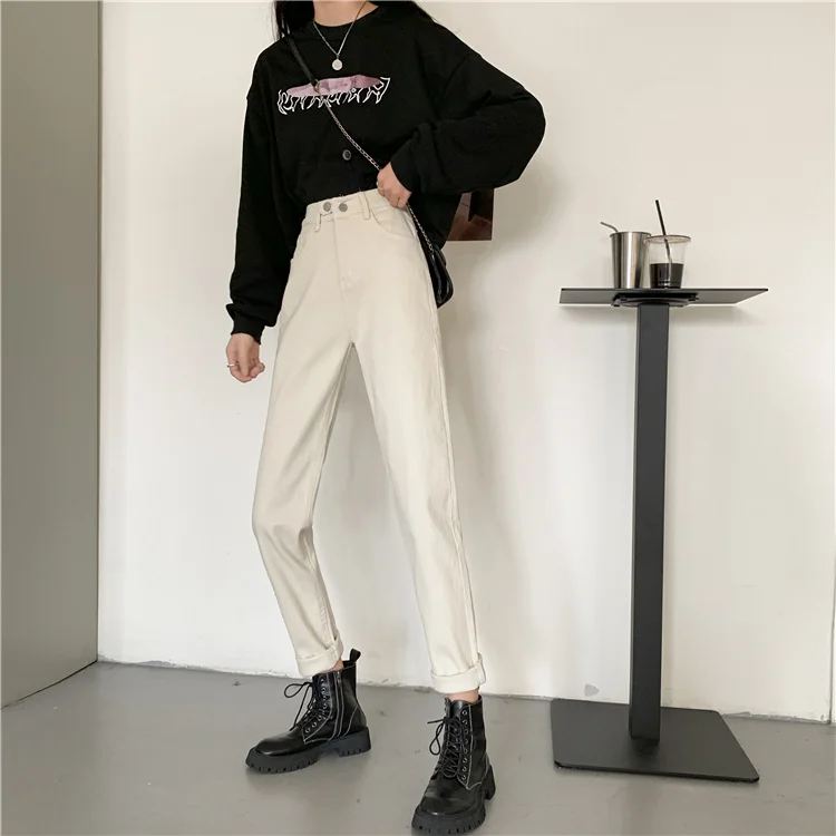 

N2945 Wide leg thickened thin straight loose trousers jeans