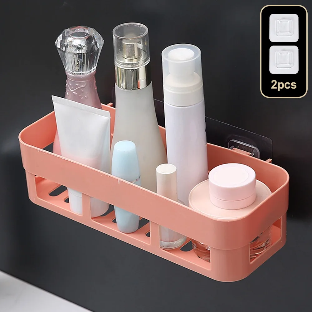 

Полка-органайзер для ванной комнаты, корзина для хранения шампуня и геля на клейкой основе, декоративная угловая полка для душа в ванную ком...