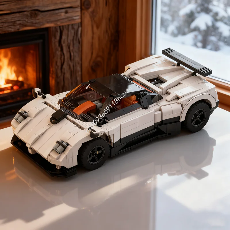 Фото Набор для сборки модели MOC Pagani Zonda Porscheed из 1458 деталей, конструктор, архитектурные блоки, креативная идея, кирпичики, рождественский подарок для детей №1