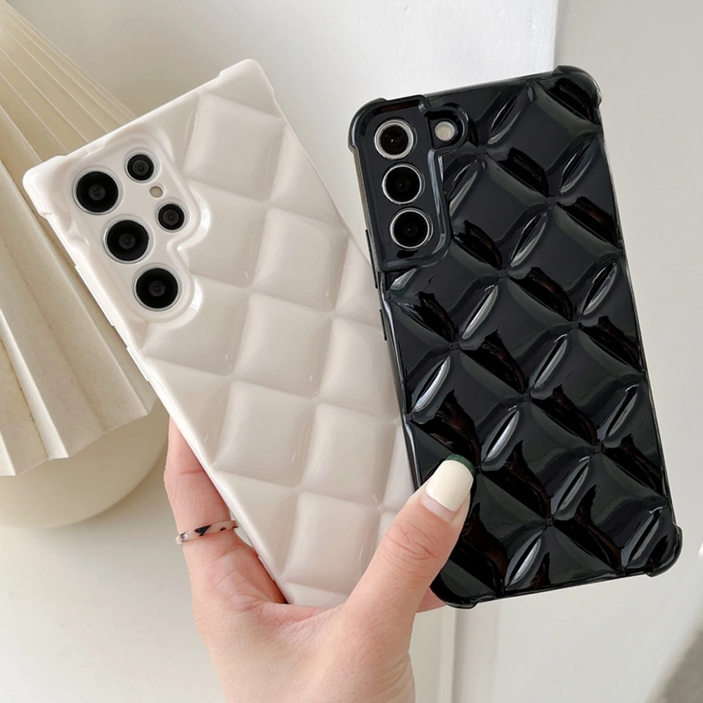 

Funda S22 S21 Silicone Case on for Samsung Galaxy S22 Ultra S21 Plus 5G Cases Cute 3D Diamond Shockproof Phone Back Cover Women