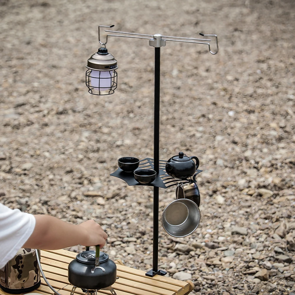 

Camping Pole Stand For Lantern Foldable Aluminum Alloy Outdoor Fishing Lamp Post Pole Holder Light Hanging Hook Lantern Stand