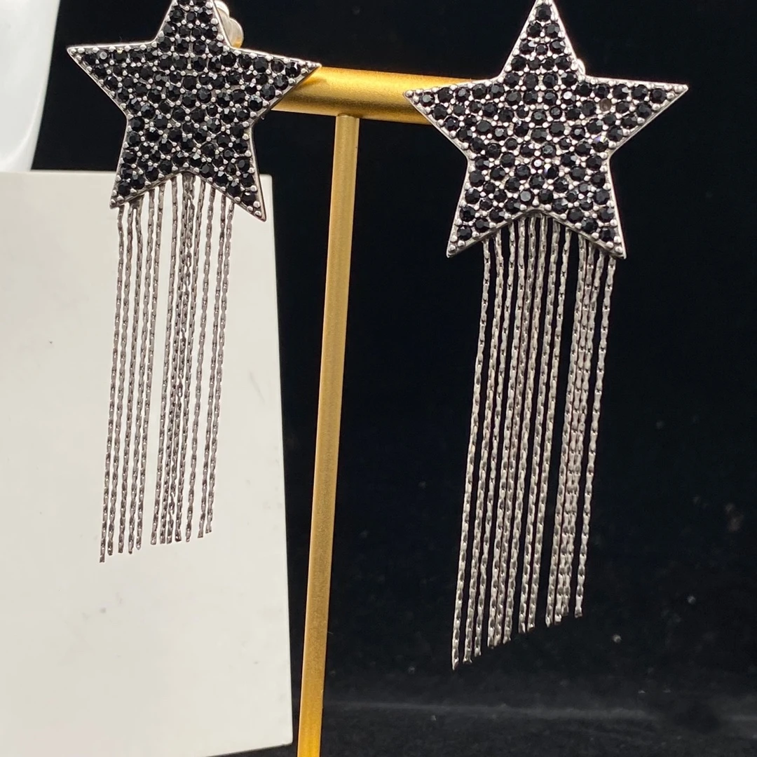 

Exaggerated Pentagram tassel long fashionable personalized earrings