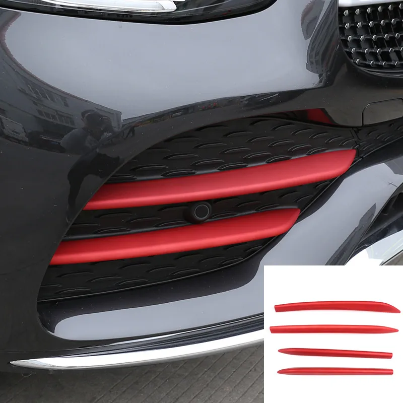 

Car Accessories For Mercedes Benz GLC X253 2020 Car styling ABS Carbon Fiber/Silver/Red Front Lamp Decoration Strips Stickers
