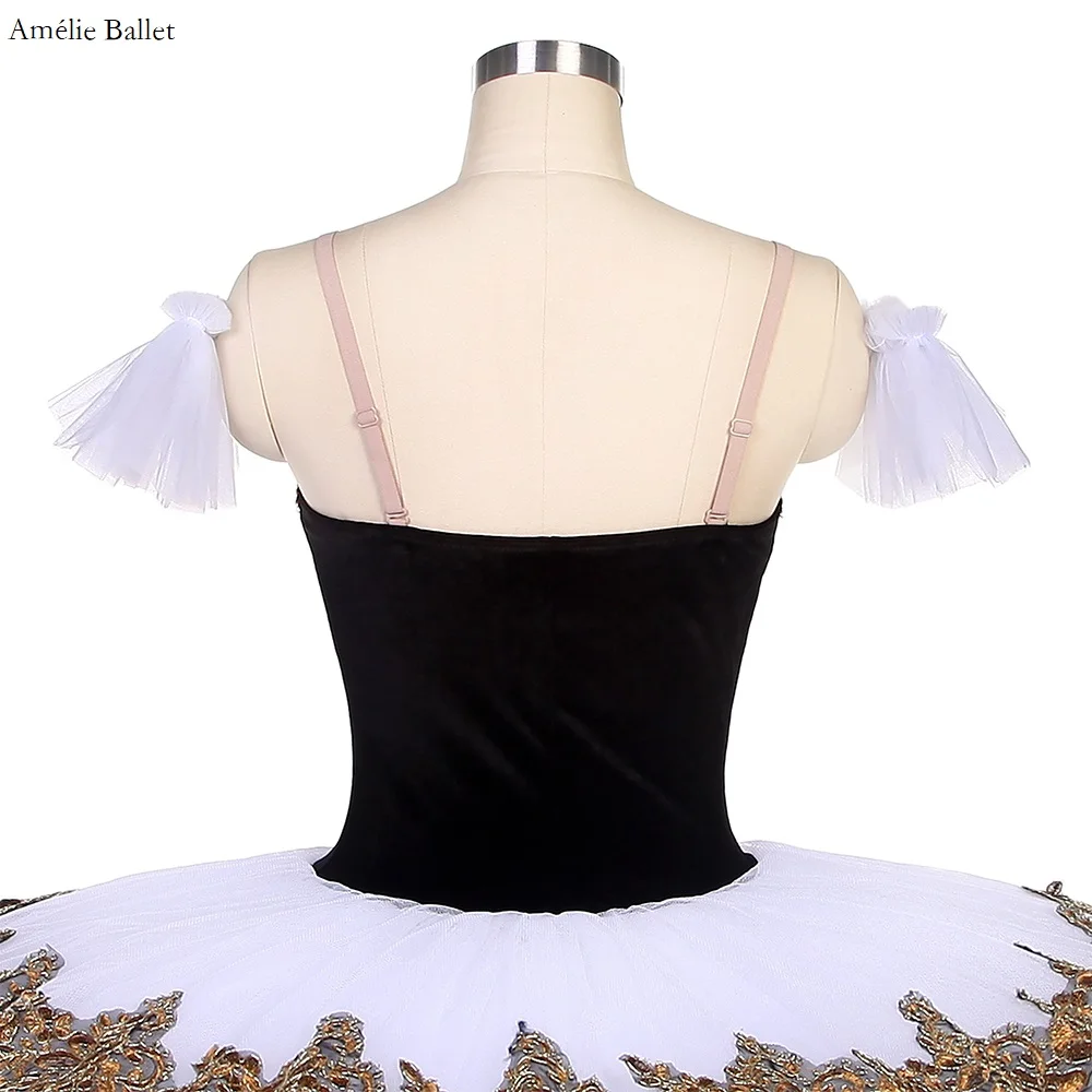 BLL090 Черный бархатный лиф для девочек и женщин белая тюлевая пачка с золотой