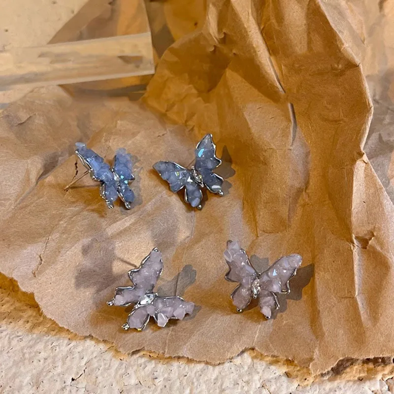 

Korean Fashion Butterfly Earrings For Women Zircon Crystal Stud Earrings Engagement Wedding Jewelry Gift