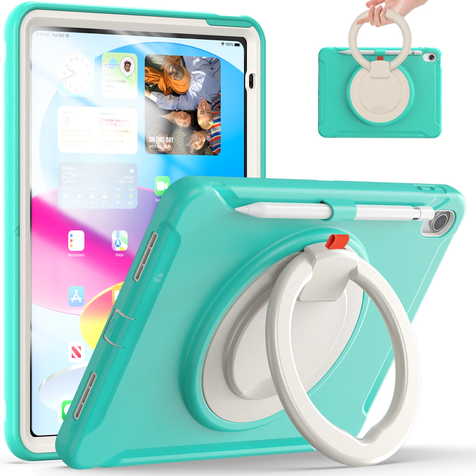

Rotation Case with Pencil Holder for IPad 10th Gen 10.9 Inch 2022 Heavy Duty Shockproof Rugged Protective Cover with Kickstand