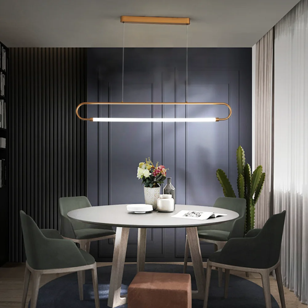

Golden LED Chandelier Clear Glass Ball Modern Long Pendant Lamp For Dining Room Bar Restaurant Shop Office Hanging Light 90-260V