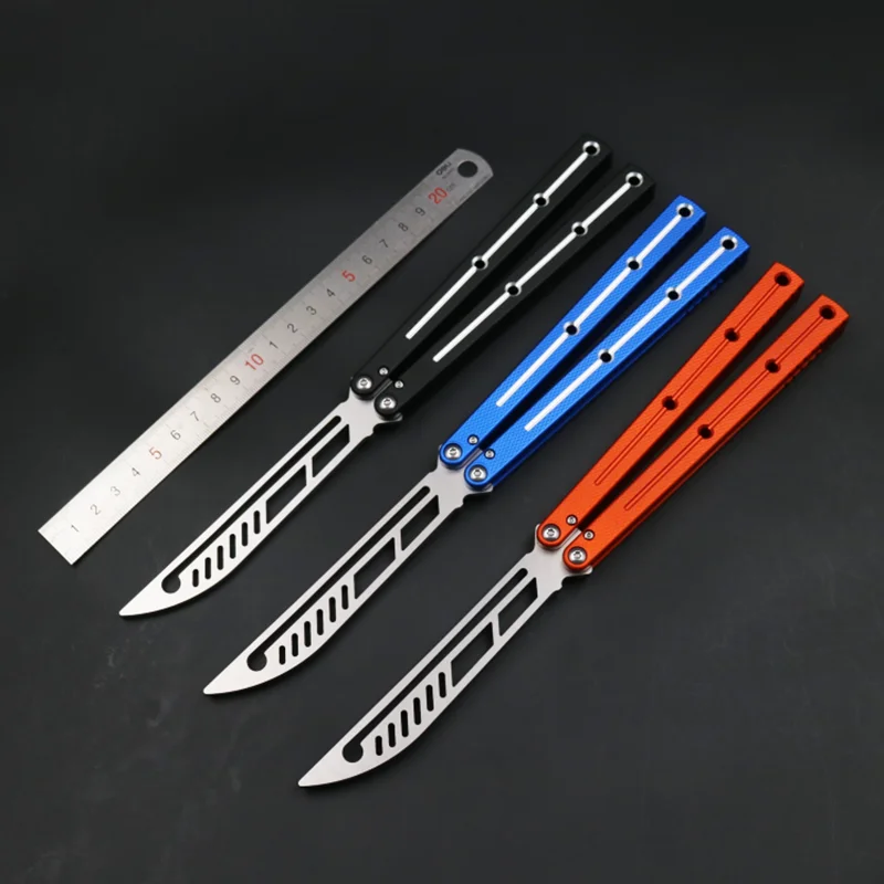 

Theone Kraken Butterfly Trainer Knife Balisong Channel Aluminum Handle Bushing System Free-swinging Jilt EDC Knife