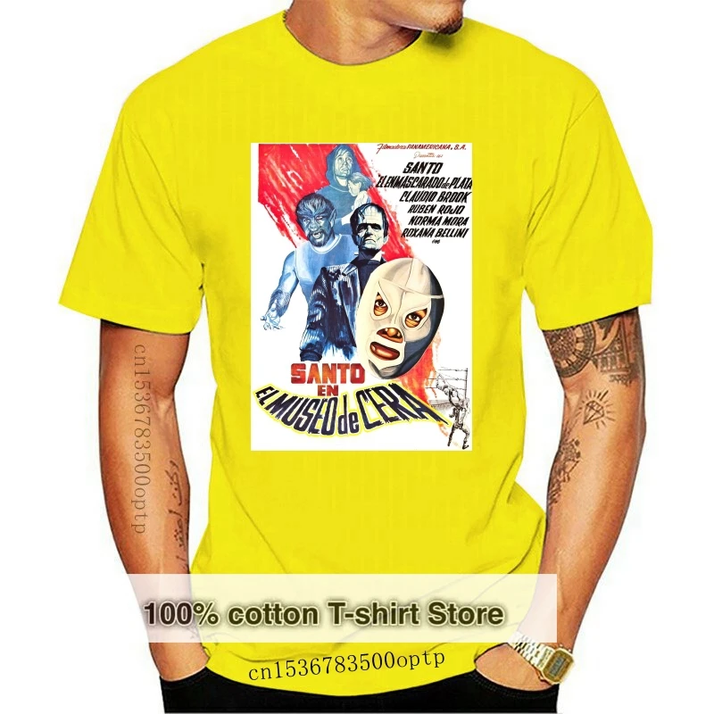 

Футболка унисекс мексиканский ретро-стиль 60-х годов с изображением выставочного фильма Эль-Санто, 1038, футболка с индивидуальным принтом