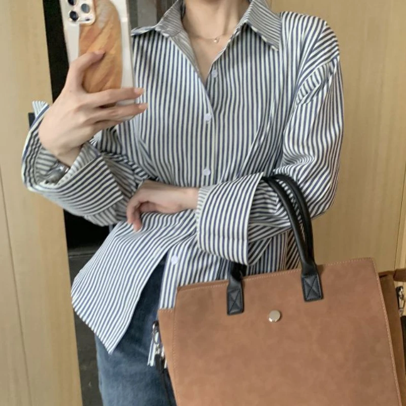 Комплекты из 2 предметов женские полосатые мешковатые рубашки в стиле Харадзюку