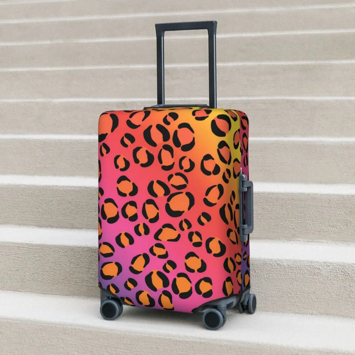 

Rainbow Leopard Suitcase Cover Vacation Animal Print Elastic Luggage Case Cruise Trip Protection