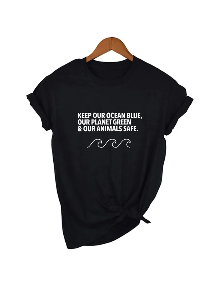 Женская футболка с надписью Keep Our Ocean Blue Clean Plastic Free летняя Повседневная эстетичная