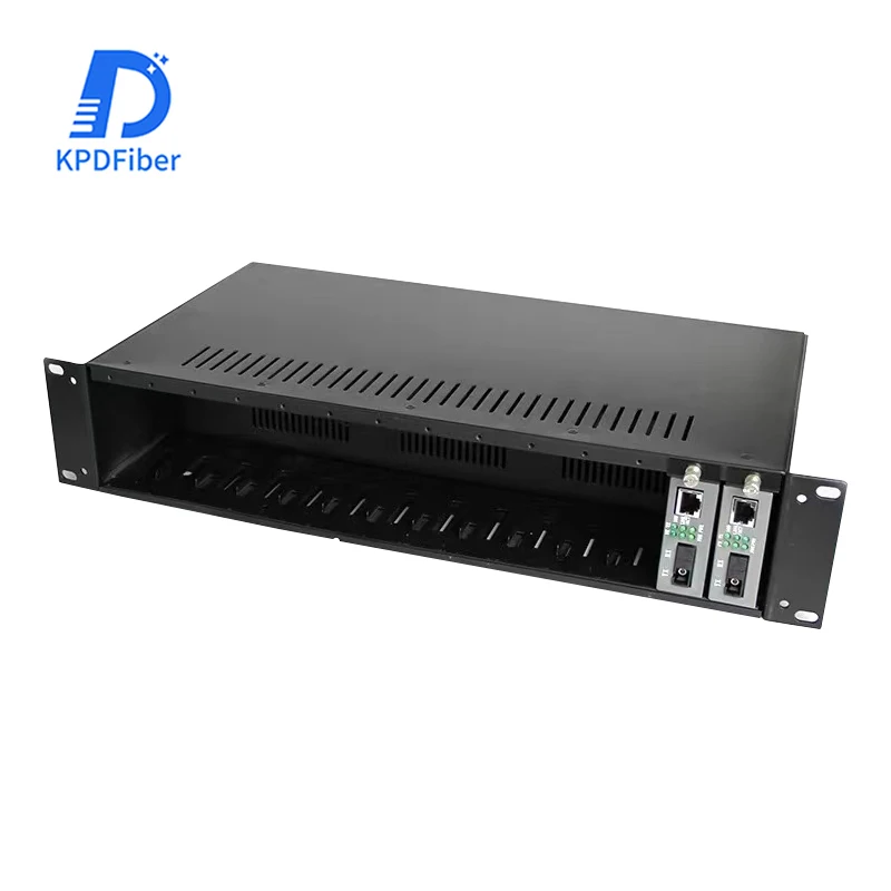 Dual heat dissipation dual switch dual power supply 14 Slots ports rack mountable Fiber Media Converter Chassis