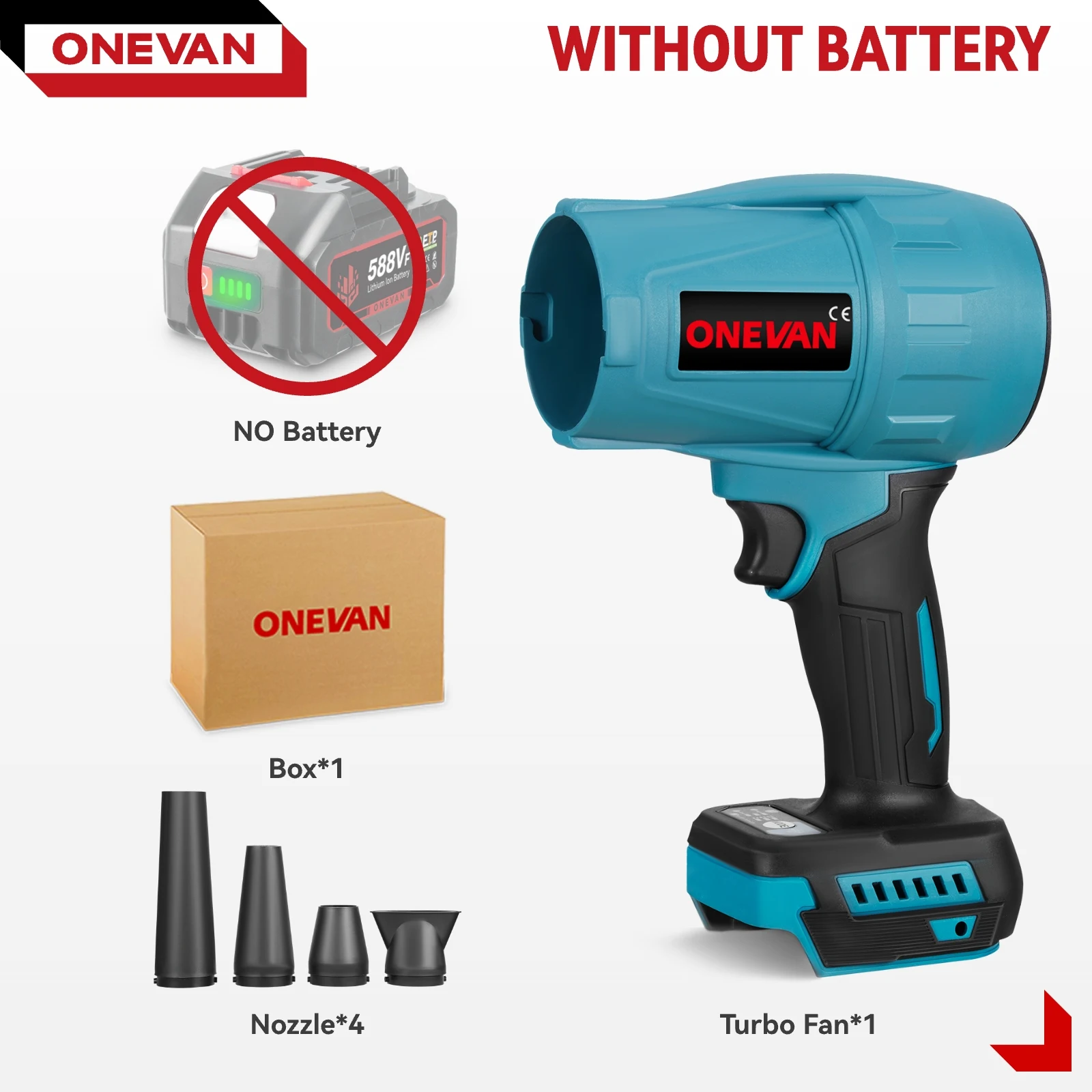 

ONEVAN Бесщёточная аккумуляторная воздуходувка 3500 Вт для Makita 18 В
