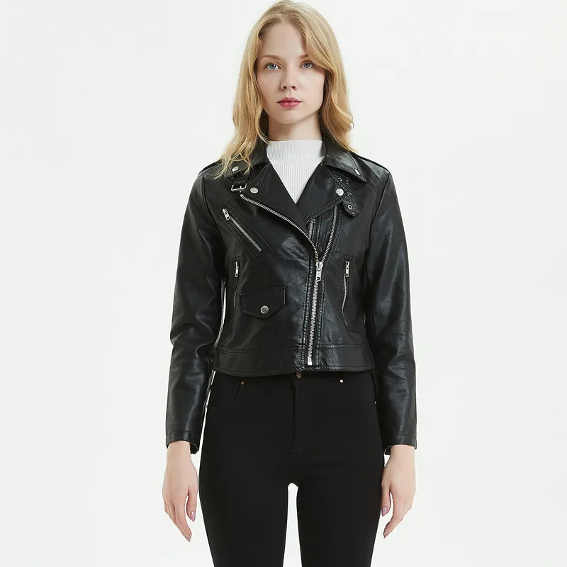 VOLALO Spring Autumn Women's Moto Suede Faux Leather Aviator Jacket Thin Sheepskin Bomber Coat Add Shrug XL Biker Jacketsa