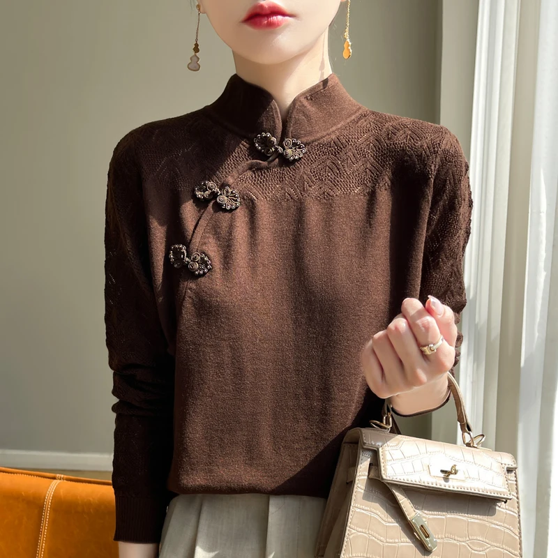 Весенне-осенний новый камвольный свитер из ультратонкой шерсти женский