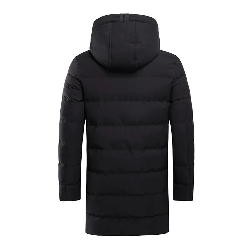 LUCLESAM Men's Long Hooded Thick Jackets Parkas 2022 Winter New Male Outwear Windproof Solid Color Man Casual Cotton Coats