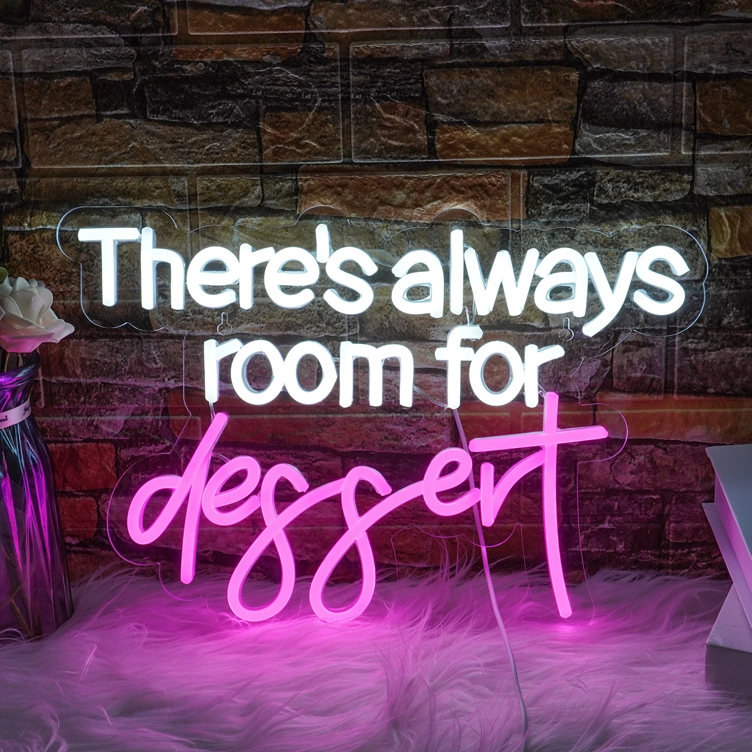 Неоновые вывески для десертов всегда в наличии Белые и розовые фотообои вывеска