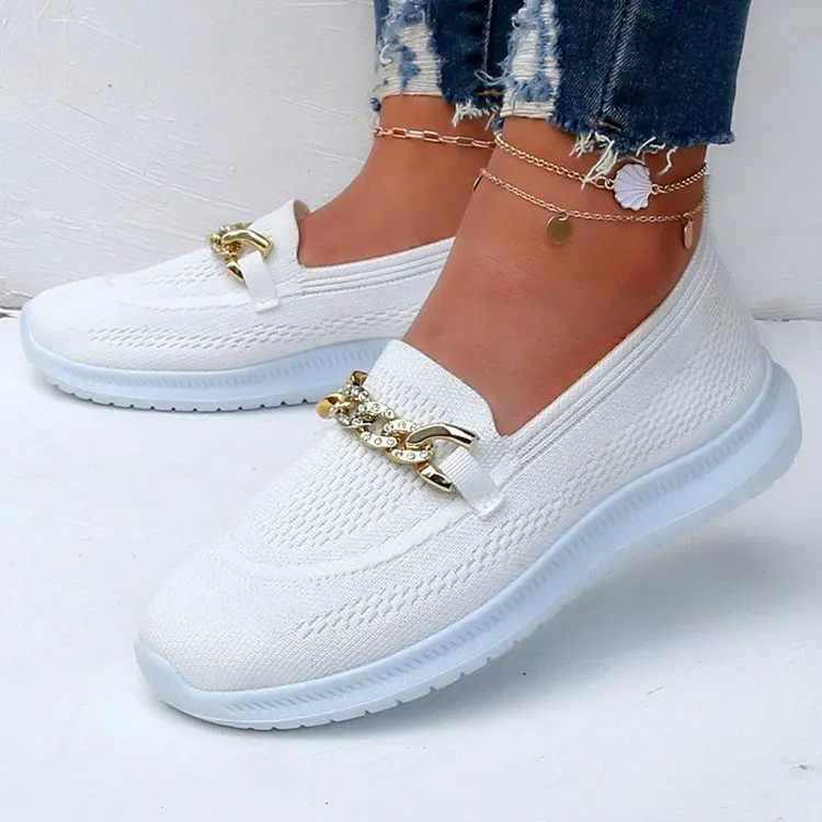 

Женские кроссовки Стразы, новинка весны 2023, черные повседневные дамские кроссовки без шнуровки, дышащая сетчатая искусственная обувь с вул...