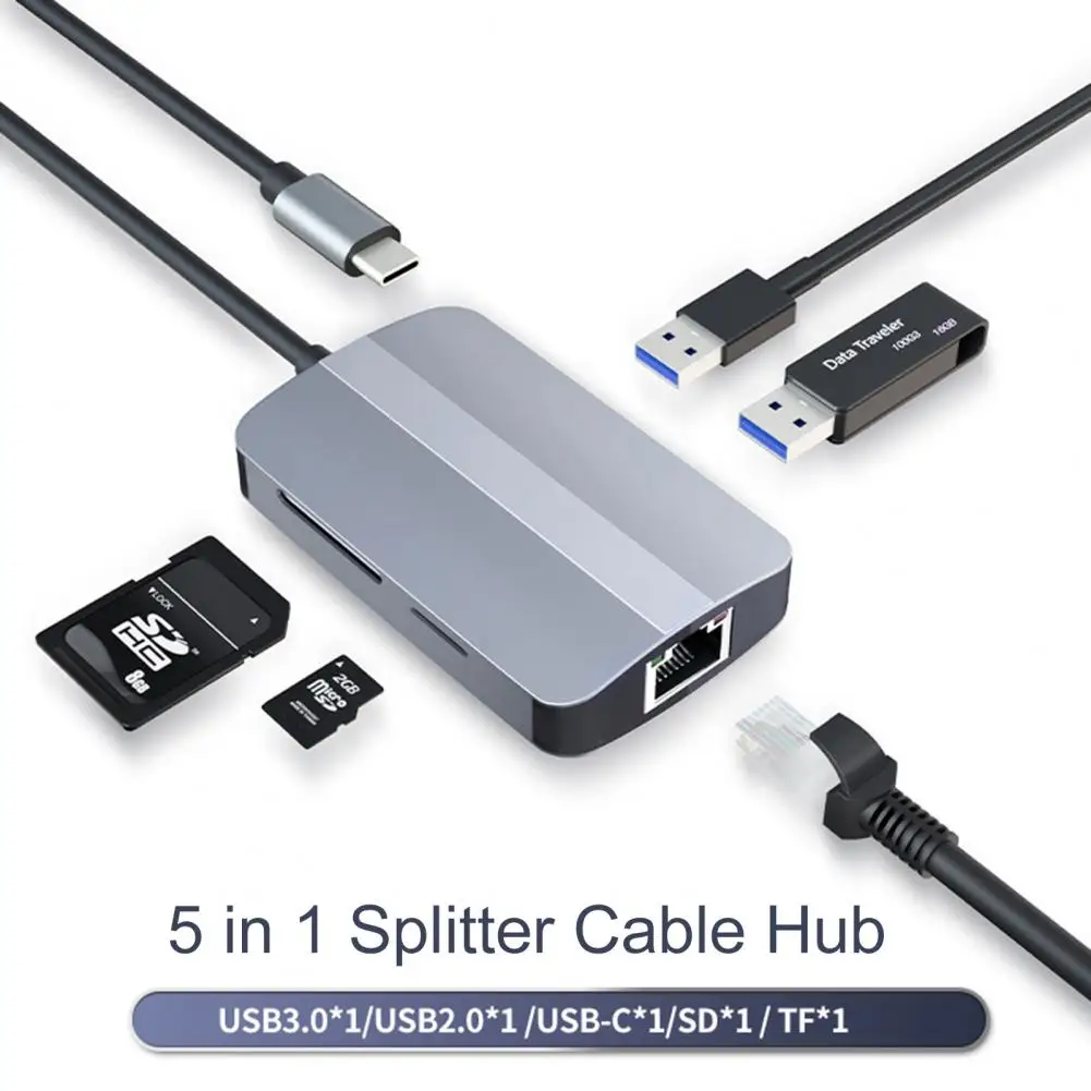 

Практичный Многофункциональный подключаемый USB 2,0 USB LAN RJ45 TF/SD-карта из алюминиевого сплава кабельный концентратор компьютерные аксессуары