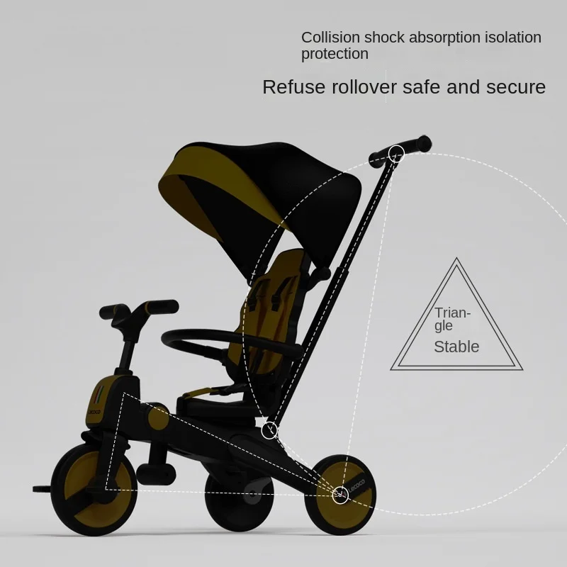 LazyChild 1-6 Years Old Foldable Children's Tricycle Safety Adjustable Trolley Lightweight Baby Stroller Walking Baby Artifact enlarge