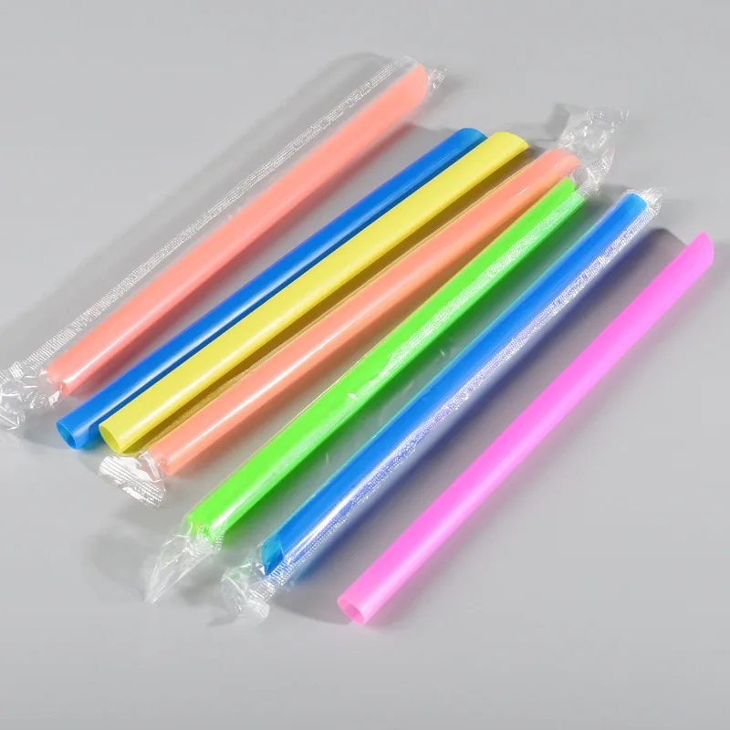

500pcs Multicolor Disposable Plastic Straw Individually Wrapped Bubble Boba Milk Tea Smoothie Thick Straws Bar Drink Accessories
