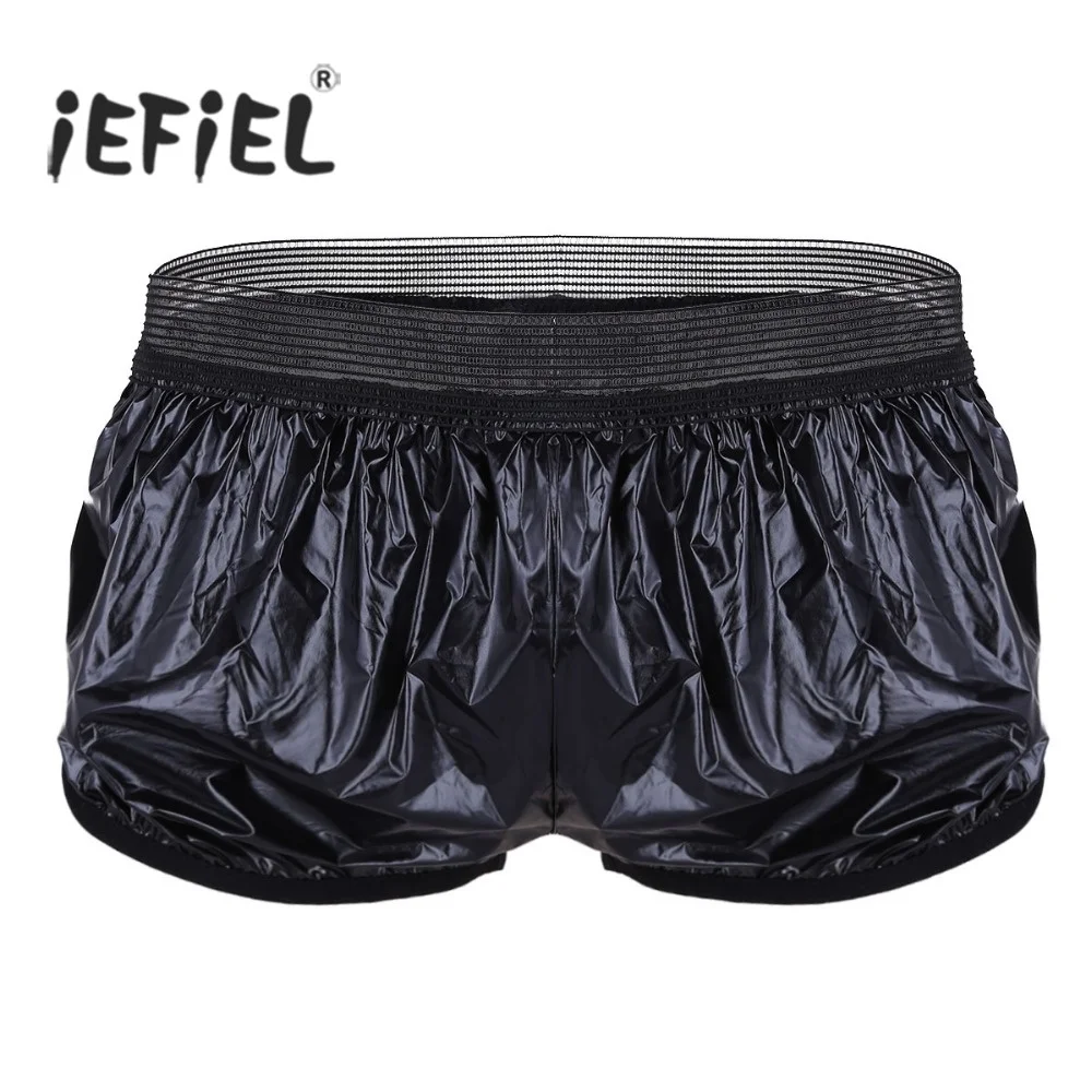 

iEFiEL Summer Sexy Sorts for Mens Fasion Sorts Litweit Faux Leater Boxer Sorts Trunk Wet Look Loune Sort Pants