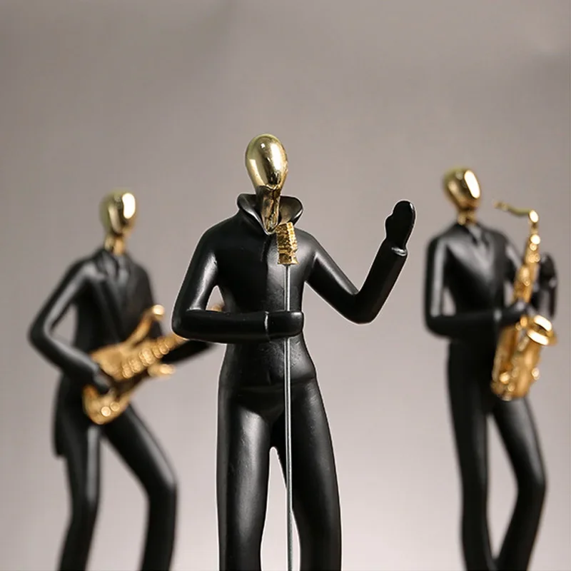 

Creative Band Statue Guitar Saxophone Violin Musician Figurines Desktop Resin Character Ornaments Home Living Room Decoration