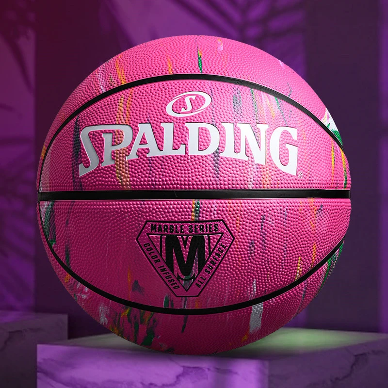 Spalding Marble Pink Printed High Appearance Indoor Outdoor Rubber Wear Resistant Basketball Ball Size 7