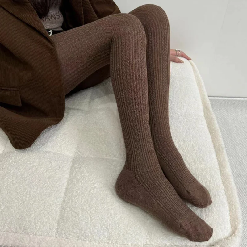 Осенне-зимние закрутки носки с пшеницей и кофейной подошвой винтажные вязаные