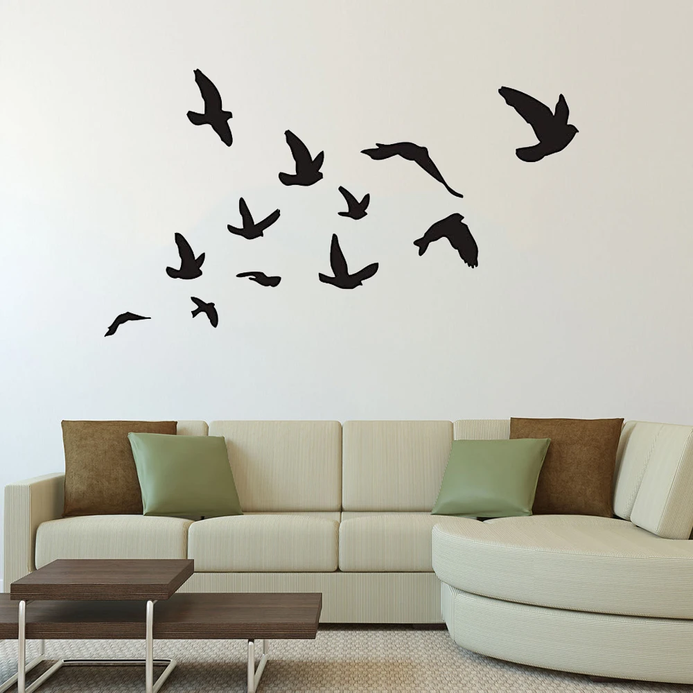 

Flying Birds Wall Decal, Set of 12 Vinyl Wall Decal for Office Home Decor Room Art, Birds Wall Sticker for Living Room
