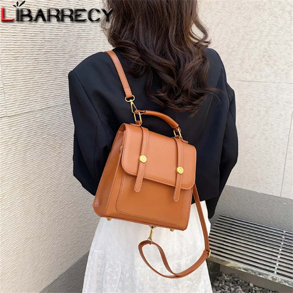 

Luxury Designer High Quality Leather Ladies Backpack Solid Color Multifunctional Ladies Shoulder Bags New Women Bags Travel Bag
