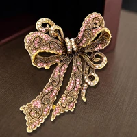 creative rhinestone brooch alloy retro bow womens corsage high end accessories wholesale