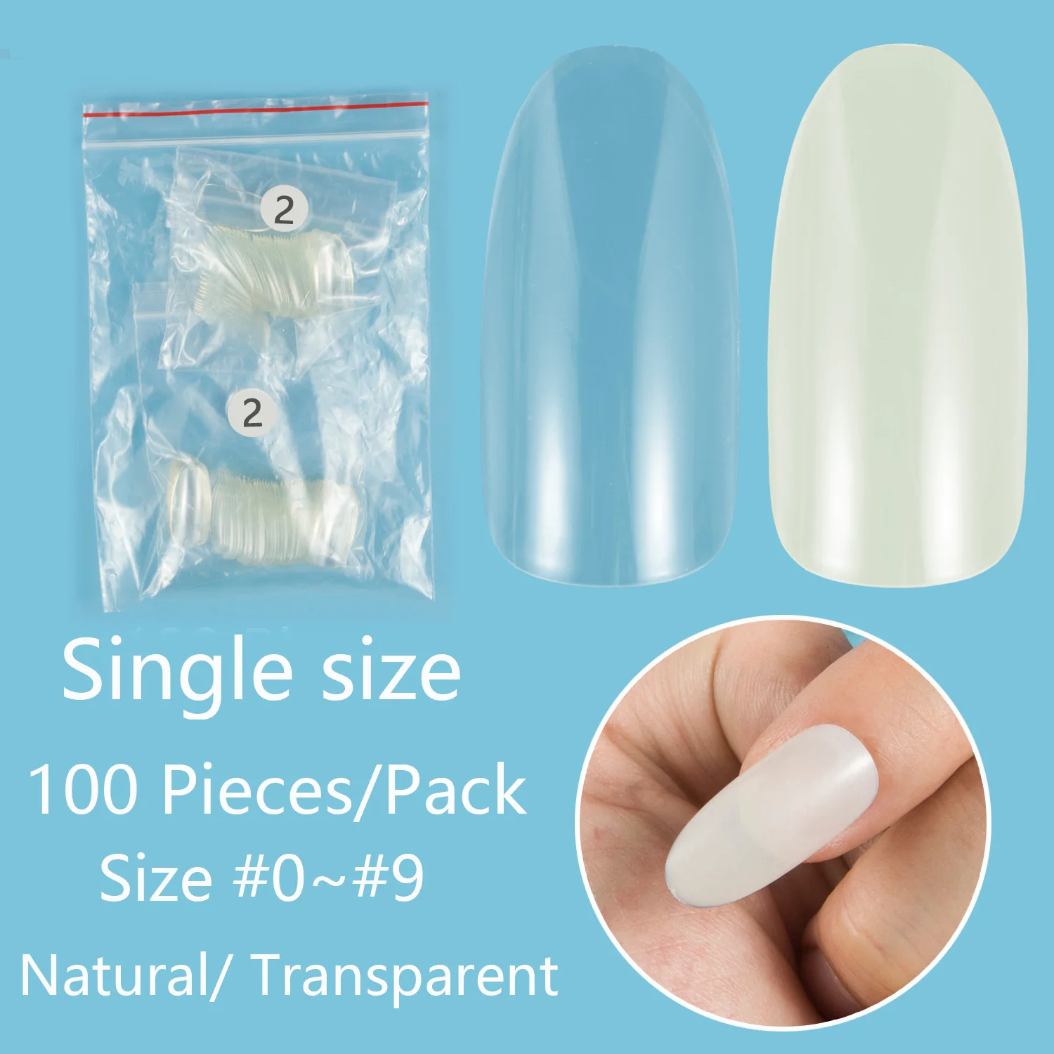 

Single Size 100 Pieces Oval Round False Nail Tips Nail Refill Size 3 4 5 6 Fake Nails Full Cover Nail Tips Artifical Nails