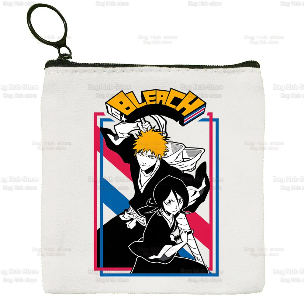 Bleach Kurosaki Ichigo Manga Japanese Anime Canvas Coin Purse Canvas Bag Small Square Bag Key Bag Card Bag Cartoon Coin Bag