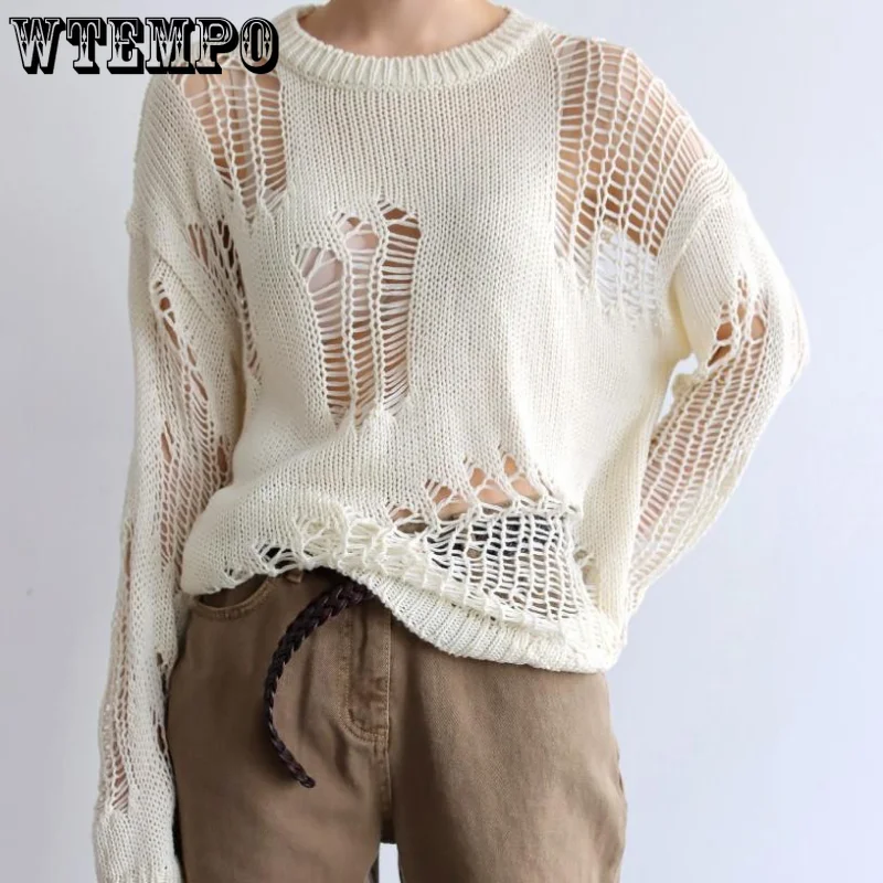 

Женский трикотажный пуловер с длинным рукавом, в стиле Харадзюку