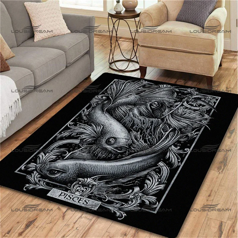 Square Flannel Creative Zodiac Pattern Carpet Gothic Zodiac Art Rugs Modern Home Living Room Floor Mats Bedroom Carpet images - 6