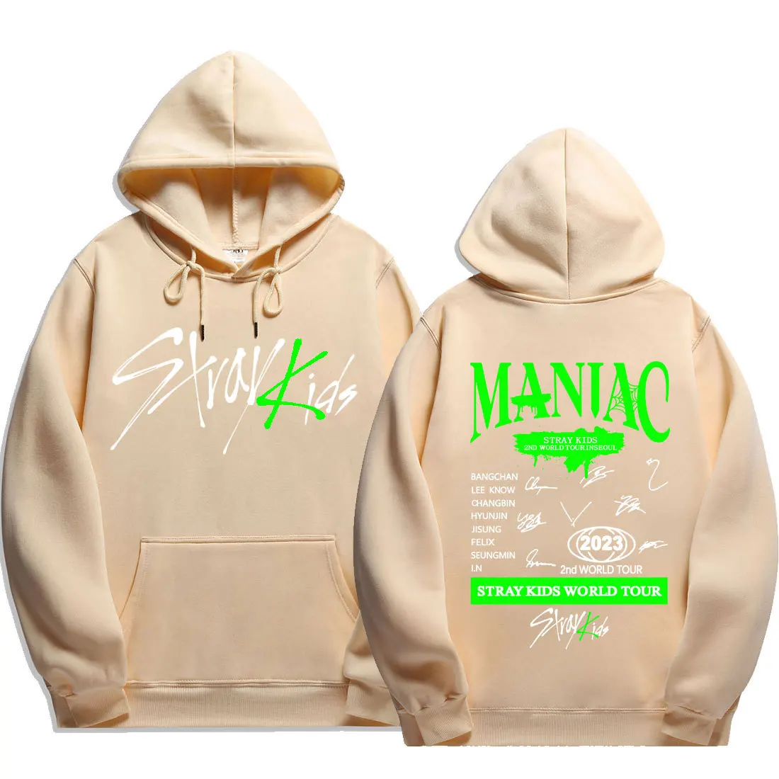 

Толстовка с капюшоном для детей Stray, толстовка SKZ 2nd World Tour, Мужская и Женская толстовка Kpop, осенние высококачественные пуловеры, Корейская свободная одежда