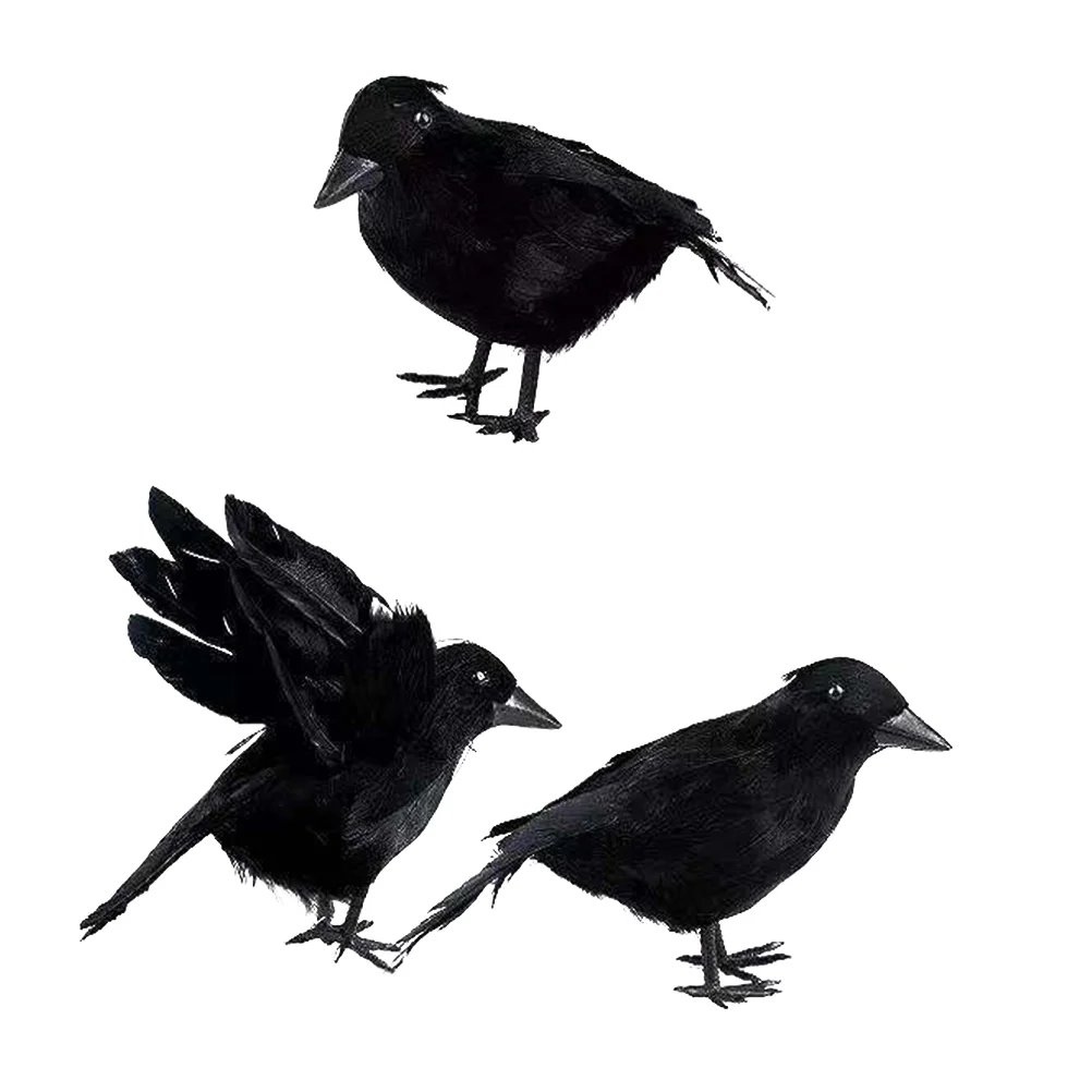 

Black Crow Halloween Supplies Realistic Crows Artificial Simulation Faux Birds Decor Decorations Garden Prop