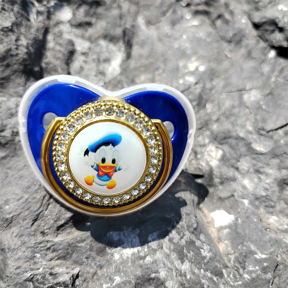 

7 Color Donald Duck Baby Sucking Fake Dummy Hot Sale Newest Disney Cartoon Duck Print Silicone BPA Free Safe Dummies for Babies