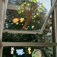 new cartoon animal tree window electrostatic sticker glass sticker home decoration home accessories
