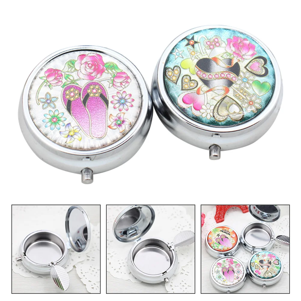 

2pcs Chic Exquisite Portable Mini Metal Ashtray Desktop Ash Tank Ash Container